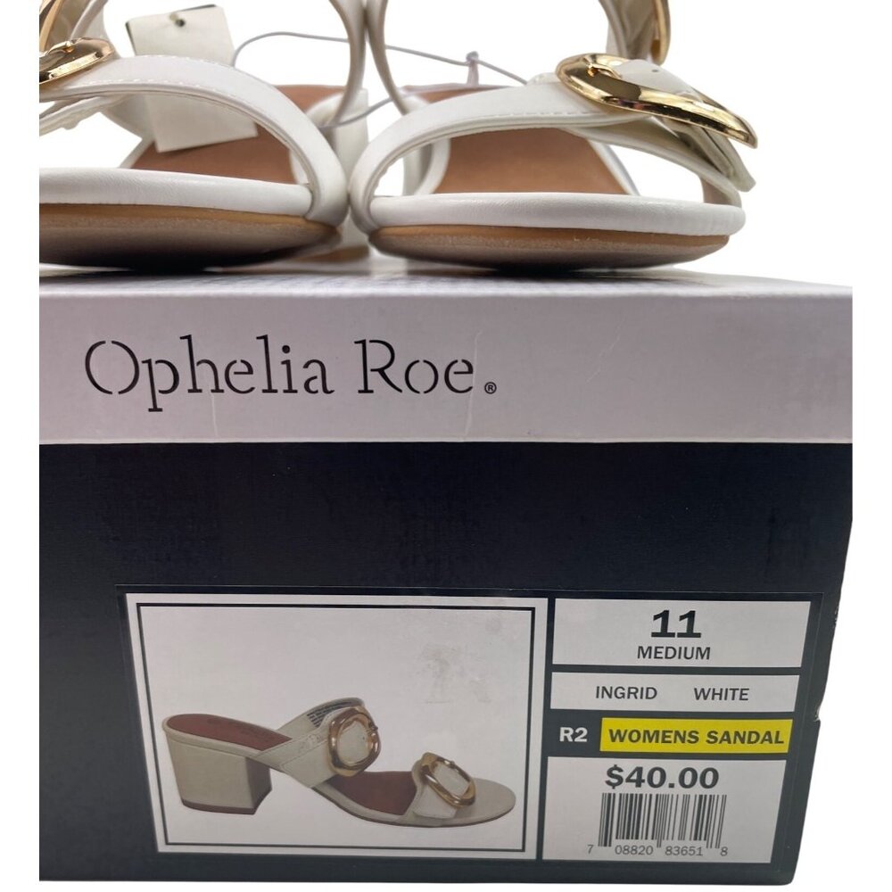 Ophelia Roe Ingrid White Sandal Gold Accents Womens Size 11 Medium - Picture 12 of 12